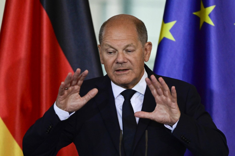 Olaf Scholz, à Berlin, le 12 juillet 2024 ( AFP / JOHN MACDOUGALL )